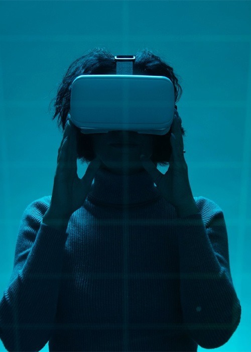 Woman using VR headset